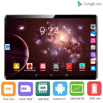 

2.5D Multi-touch Glass Screen 10.1 inch Tablet Octa Core 4G FDD LTE Tablet 6GB RAM 128GB ROM Dual Cameras Android 8.0 tablet 10