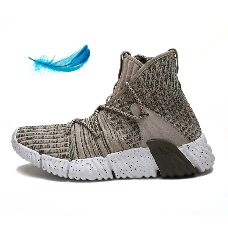 

Men Light Weight Fashion Sneakers Anti-Slip Whole-Woven Sneakers Sports HighTop Shoes Casual Walking Breathable Sneakers MD Sole