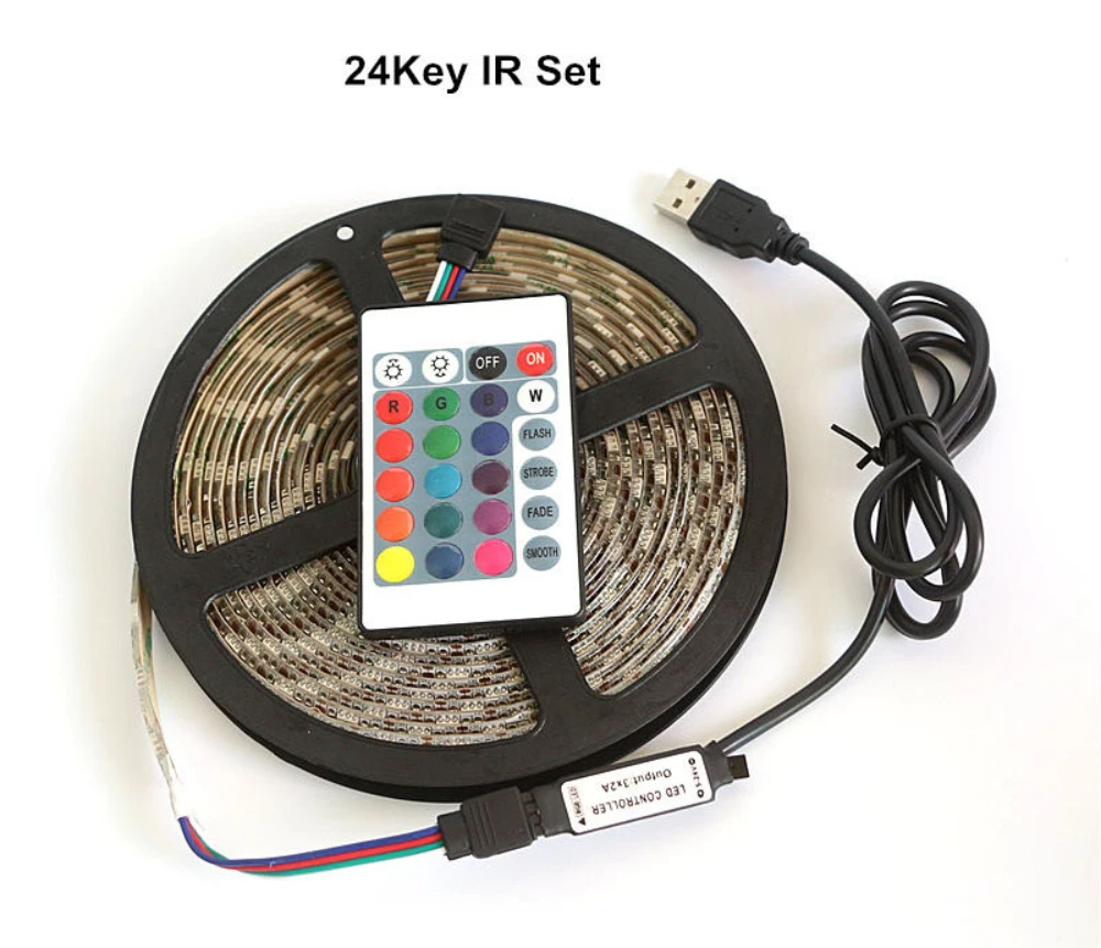 RGB Luces LED Strip 5V USB Led Lights 5050SMD Led Light Strips for DIY TV Backlight Lamp 24Keys Bluetooth Control 60LEDs/M Lamps