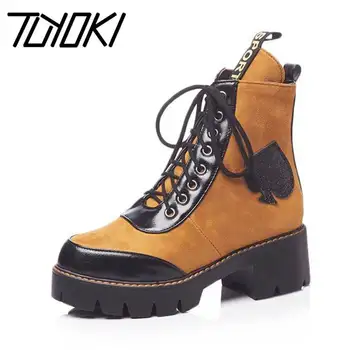 

Tuyoki 2020 New Ankle Boots For Women Lace Up Thick Bottom Leisure Shoes Autumn Winter Daily Warm Women Footwear Size 32-43