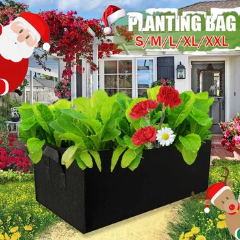 

Black Grow Bag Garden Bed Anti-Corrosion Outdoor Vegetable Planter Non-woven Fabric Seedling Gallon Tree Handle Rectangle