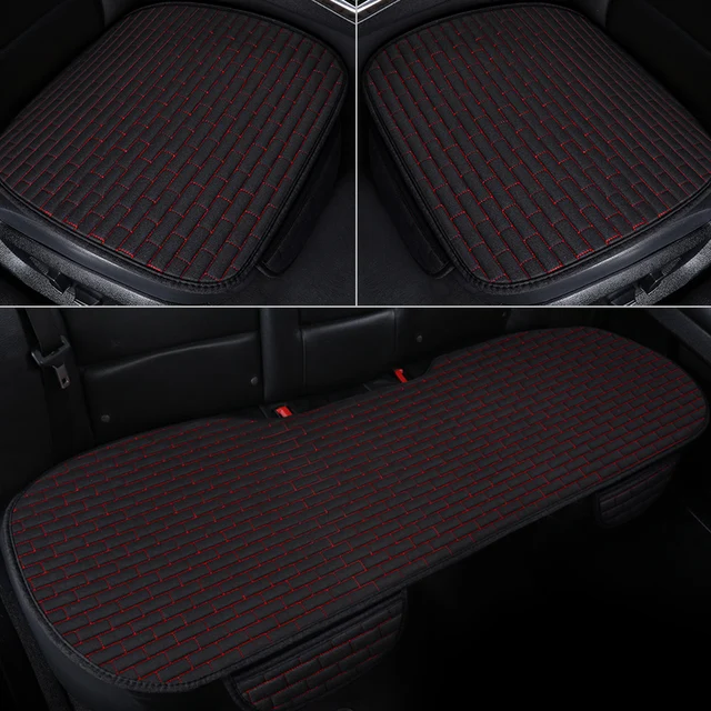 Car seat cover front/rear flax seat protect cushion automobile seat cushion protector pad car covers mat protect Red Line 1set