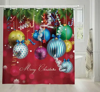 

Christmas Shower Curtain New Year Xmas Curtain Bathroom Holiday Decor