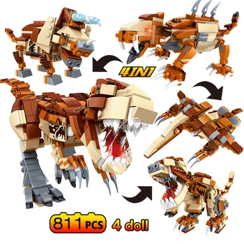 

Educational toys Jurassic World Building Blocks 4 in 1 Ninja Dinosaur Dinosaur World Figures blocks bricks toys for children