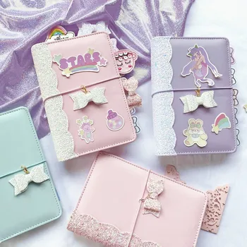 

A6 Creative Action Figure Little Fairy Macaron Handbook Sailor Moon Sequins Leather Notebook Tsukino Usagi Paper Journal Book
