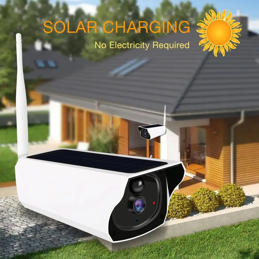 1080P Solar Wifi Camera Waterproof IP Camera Rechargeable Battery CCTV Security Surveillance with PIR Detection Night Vision