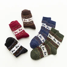 5 пар/лот Новинка Witner толстые теплые женские шерстяные носки олень Винтаж рождественские носки красочные носки подарок свободный размер YM7009