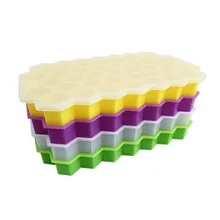 Durable Silicone Ice Cube Trays Silicone Mold with Lid Flexible 37 Cubes Storage Container for Cocktail