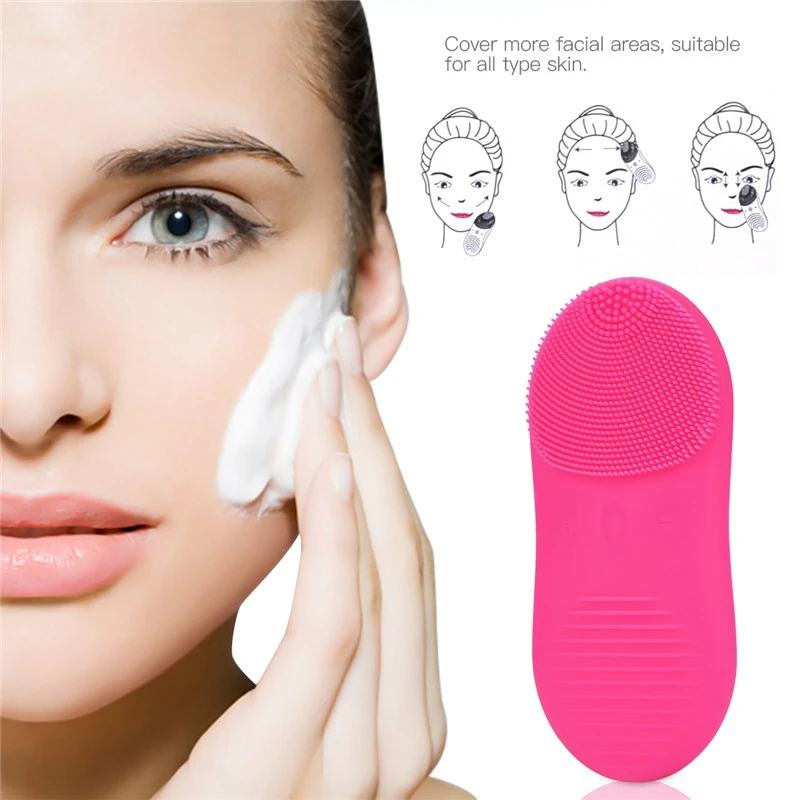 Facial Cleanser Ultrasonic Silicone Face Washing Brushes Pore Cleaner Blackhead Face Cleansing Waterproof Electric Skin Massager