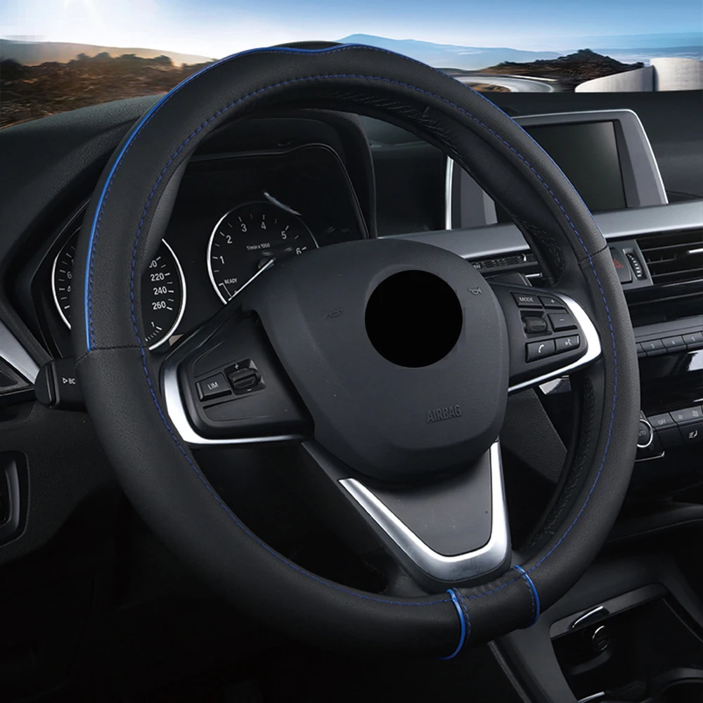 Bule Универсальные аксессуары для интерьера чехол на руль подходит для Skoda Fabia Octavia Laura Superb Karoq Kodiaq Ibiza Leon Arona Macan - Название цвета: Bule