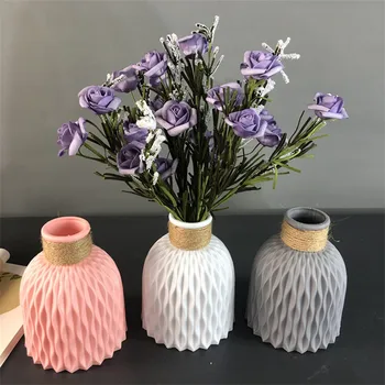 Plastic Vases Home Decor Anti-ceramic Vases Imitation Rattan Flower Vase European Wedding Modern Decorations Unbreakable Basket 1
