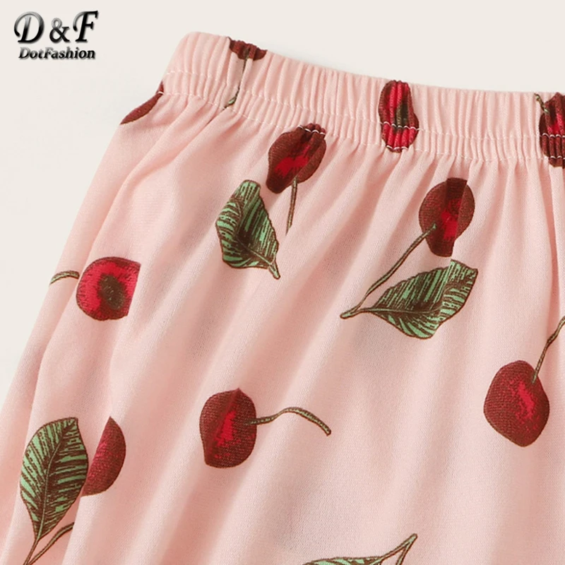 Dotfashion, розовый, вишневый, с принтом, пижамный комплект с маской для глаз, для женщин, осень, повседневные длинные штаны, пижамные комплекты, для девушек, милая домашняя одежда