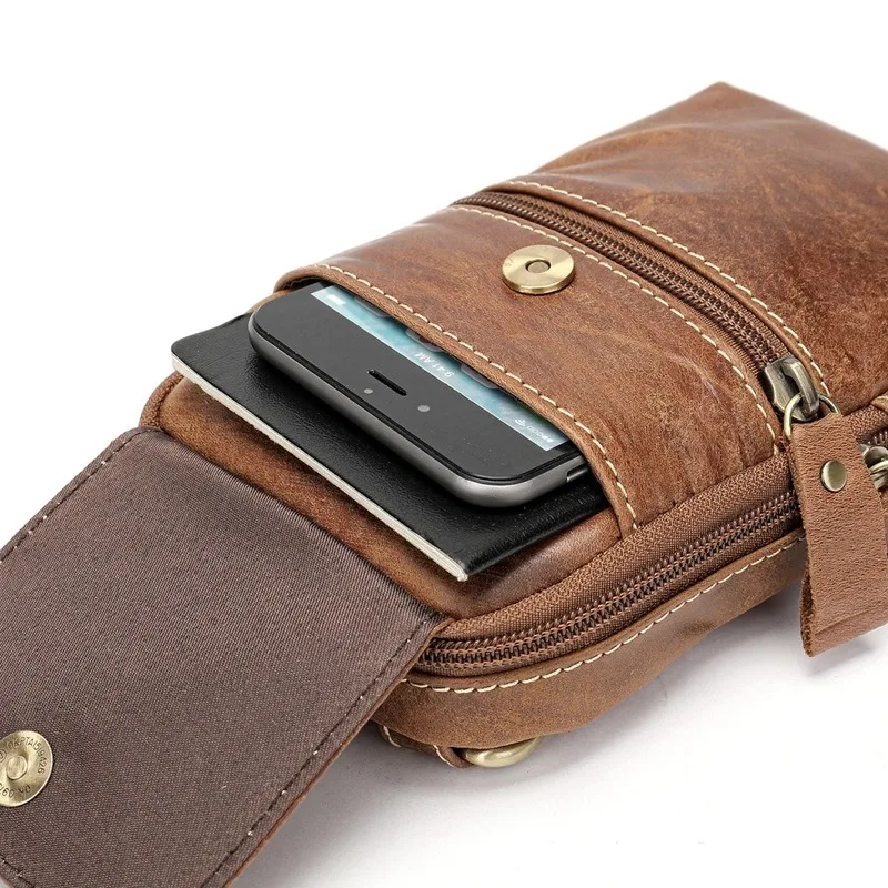 New Arrival Waist Bag Men Genuine Leather Crossbody Messenger Shoulder Bag Retro Cowhide Leather Belt Bag Fanny Pack Waist Pouch
