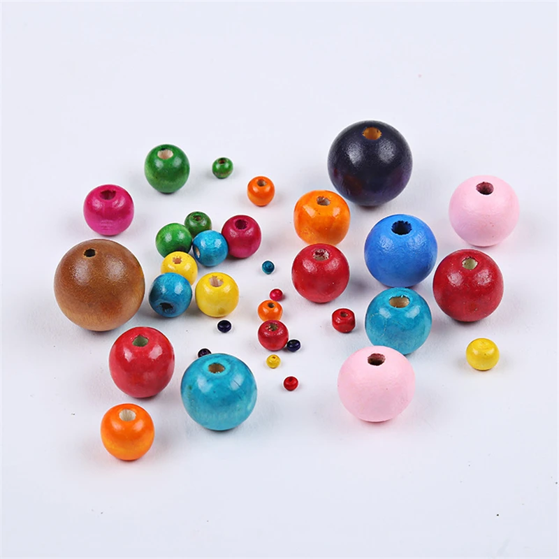 

6-20mm Colorful Round Wooden Beads Diy Jewelry Accessories Children Beaded Logs Loose Beads Material Wholesale W201