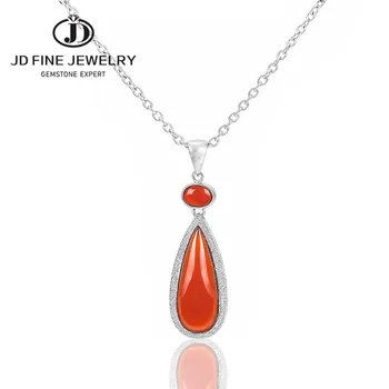 

JD Wholesale European Fashion Woman Girl Party Gift Water Drop Agate Zircon Silver Color Necklace Pendant Charm Jewelry