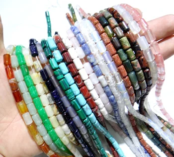 

6*10mm Natural stone Quartz crystal Turquoises tiger eye cilinder beads pendant for Diy Jewelry Making Necklace Accessories 39pc