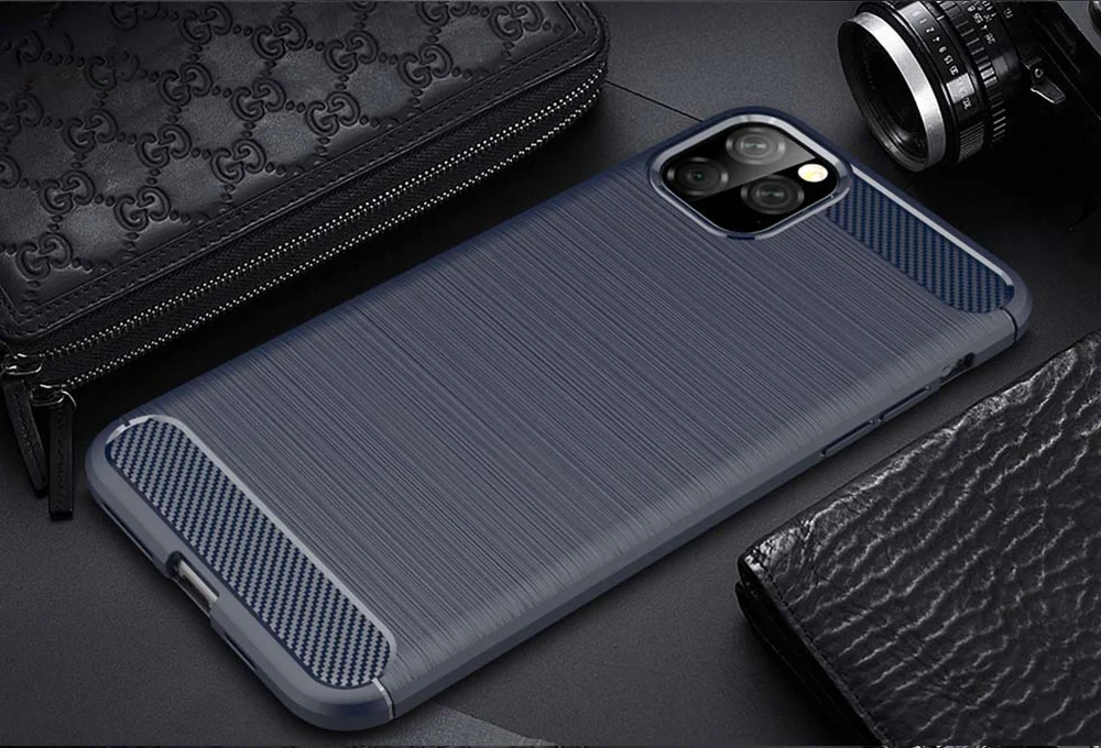 Гибкий чехол из углеродного волокна для iPhone 11 Pro MAX 11Pro ТПУ силиконовый гибридный тонкий защитный чехол с защитой от царапин