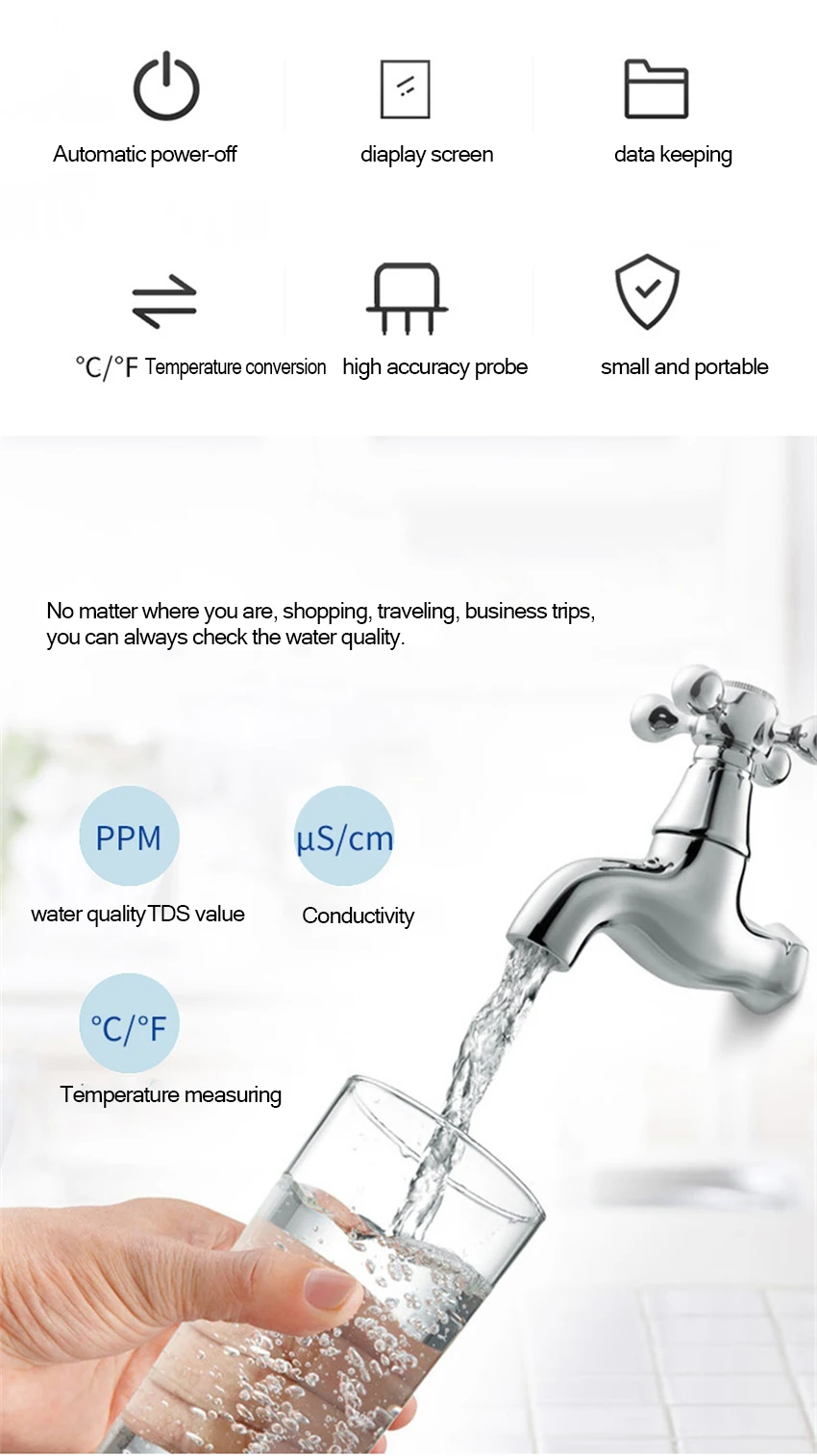 1 шт. TDS тестер качества воды ручка, 0-9999PPM tds тестер, тестер проводимости ручка для промышленной воды бытовой воды диспенсер