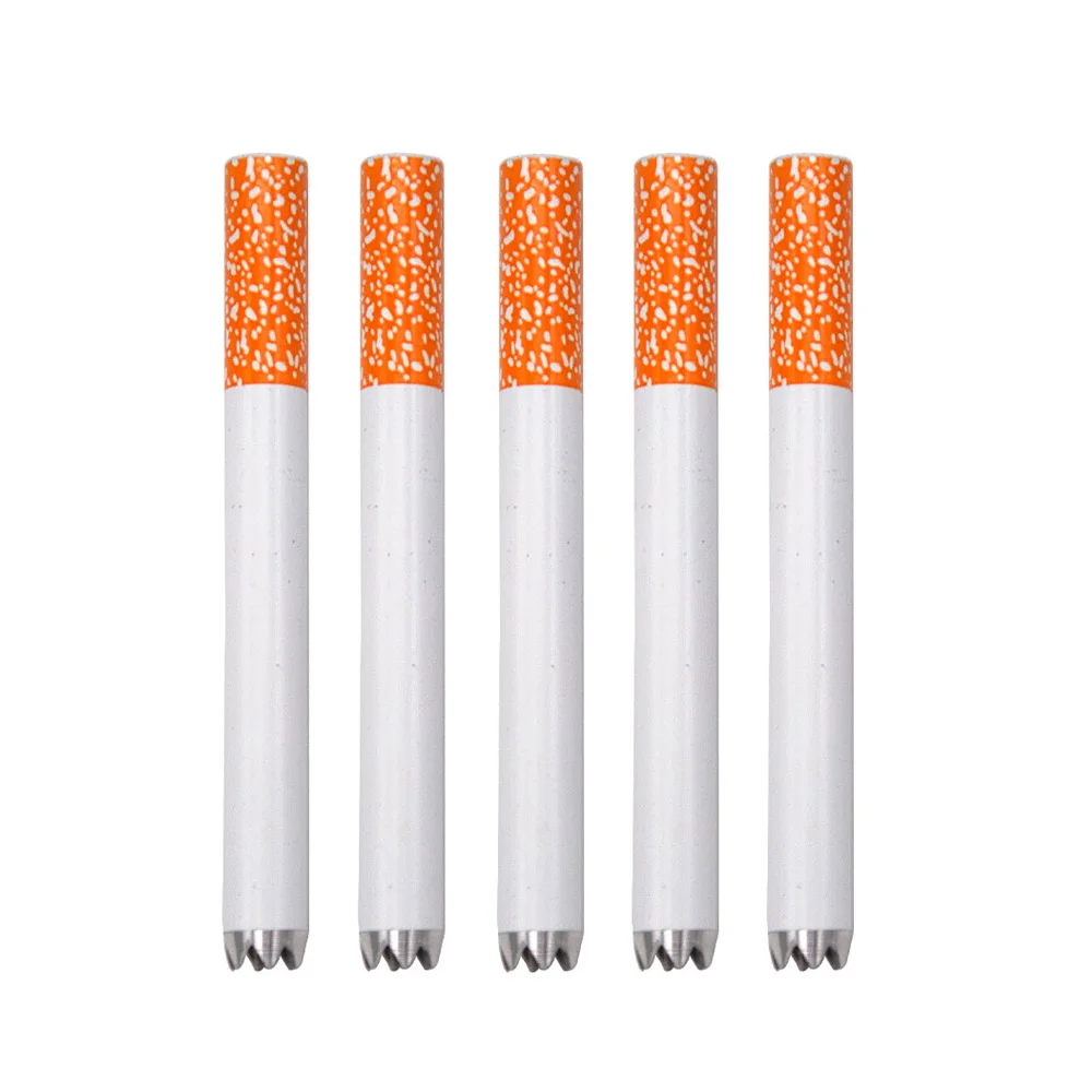 Сигаретная алюминиевая металлическая курительная трубка 78 мм с зубами акулы