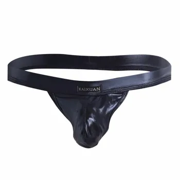 

Men's Sexy Shinny Leather Thongs G Strings Underwear Hot Gay Underwear Pouch Bikini Jockstrap