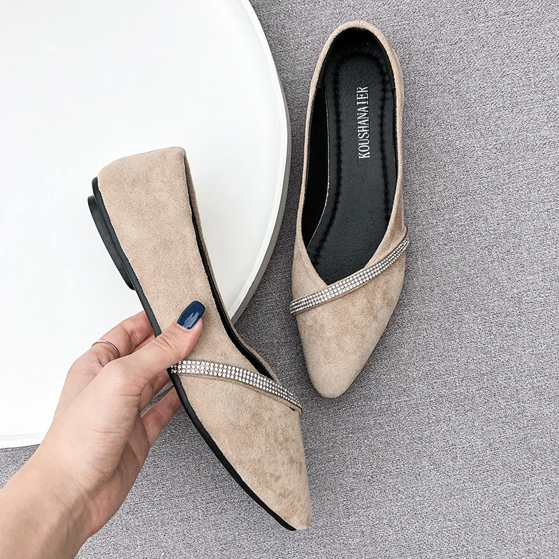 

2019 Summer New Style Shallow Mouth Pointed Versatile Foot Covering Rhinestone Ornament Fashion WOMEN'S Shoes Slip-on WOMEN'S Sh