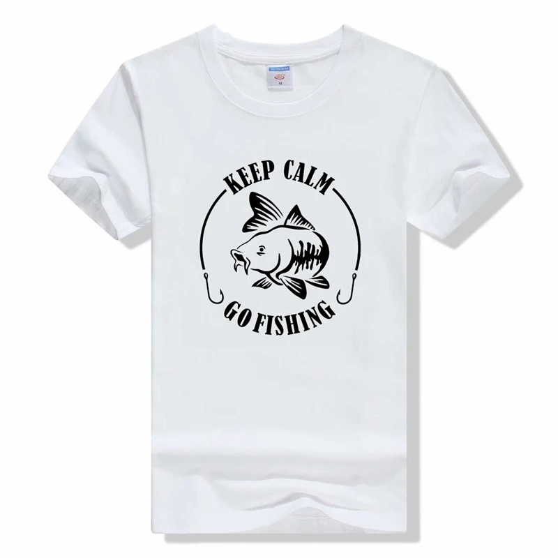 

Keep Calm Go Fishinger Tshirt Humor Carp Print Men Brand T-shirt Fashion outdoor fishing t shirt keep quiet funny men t shirt