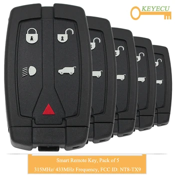 

KEYECU 5 Pieces Smart Remote Control Car Key for Land Rover Freelander 2 LR2 2007- 2012, Fob 5 Buttons - 315MHz/ 433MHz - NT8TX9
