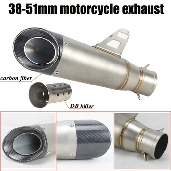 

51mm Universal Motorcycle Exhaust Pipe Modified Carbon Fiber GP Muffler Racing For R6 S1000RR CBR500 ZX-6R Z900 GSXR600 R1