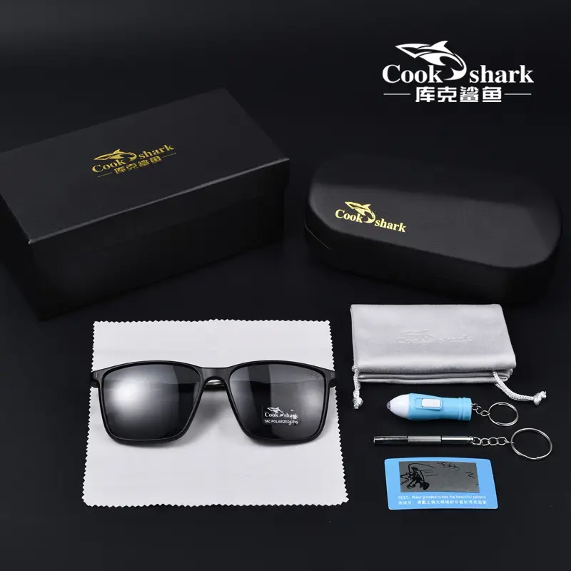 Cook Shark polarized sunglasses men's sunglasses women's UV protection driving special color-changing glasses trend personality - Image 6
