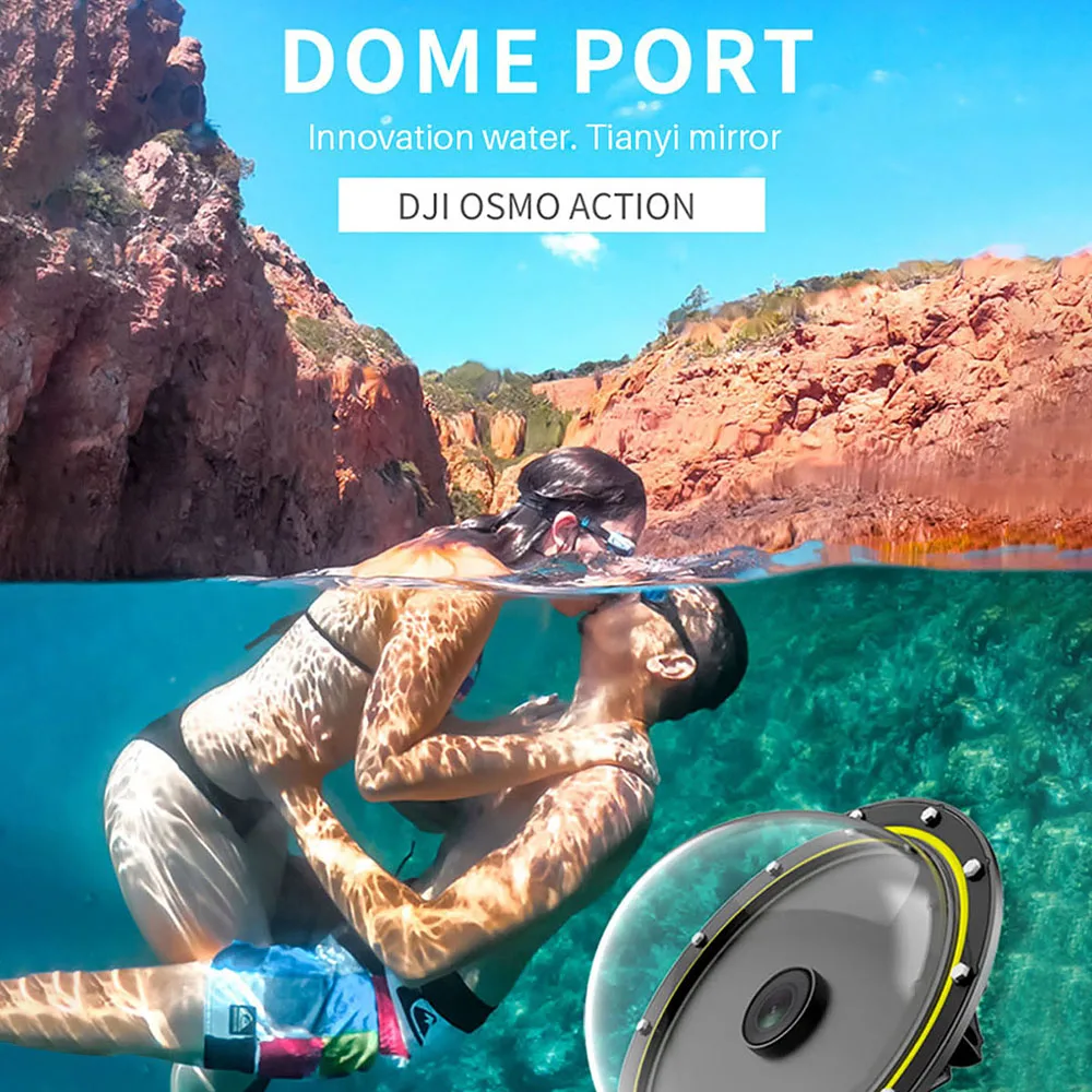 

Dome Port waterproof case / underwater housing dome 30m lens hood for DJI Osmo Action Sports Camera accessories