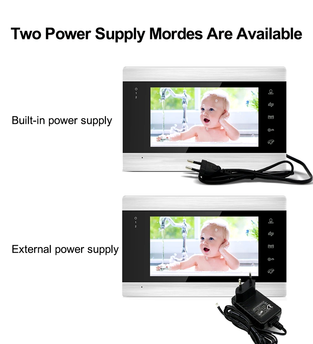 two kinds of power adapter builded in and extend power adapter ip video intercom