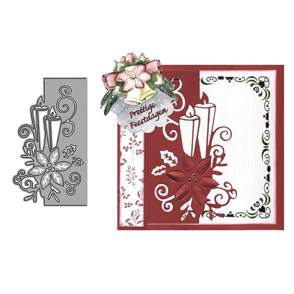 Рождественская кружевная рамка цветок свеча металлическая резка штампы для DIY Скрапбукинг фото альбумдекоративная тисненая картонная открытка ремесла