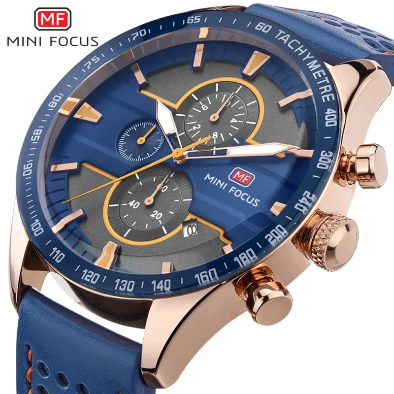 

Mini FOCUS Fashion & Sports Watches Three Eye Six-pin Timing Speed Measurement Calendar Waterproof MEN'S Watch 0002G