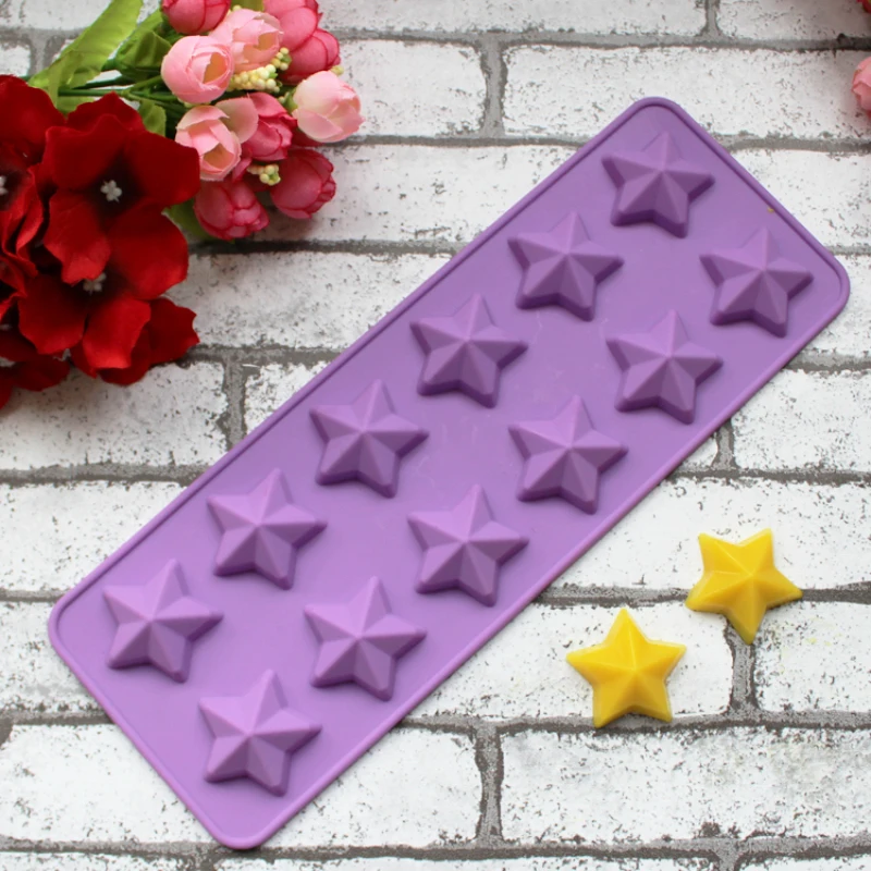 12Holes Mini Stars Silicone Soap Mold Handmade DIY Chocolate Biscuit Mold Soap Stome Cake Decors Fondant Pastry Baking Tool