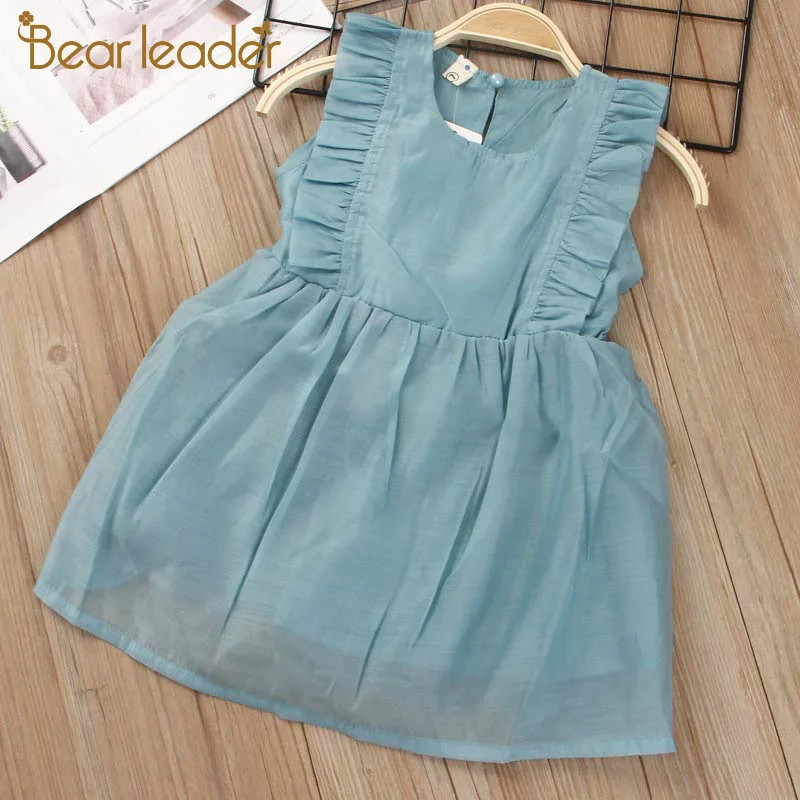 

Bear Leader Girls Princess Dress New Summer Elegant Girls Dresses Ruffle Sleeveless Vest Kids Dress Sweet Children Clothing 3 7Y