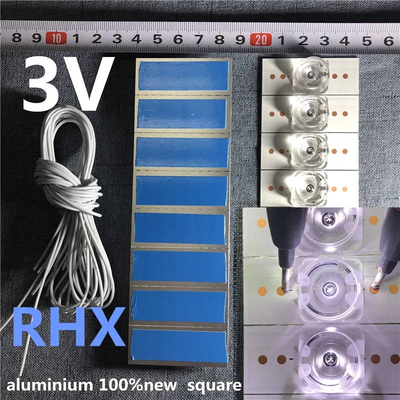 lente quadrada de alumínio para 3v e