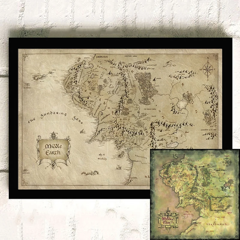 

Middle Earth Map/Lord of the Rings Movie Poster Photographic Paper Vintage Poster Wall Art Picture For Living Room ZS198