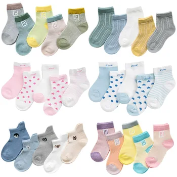 

5 pairs/set Baby Socks Children's Mesh Socks Ultra-thin Breathable Socks Stars Moon Boys Girls Kids Socks for 0-5 years old
