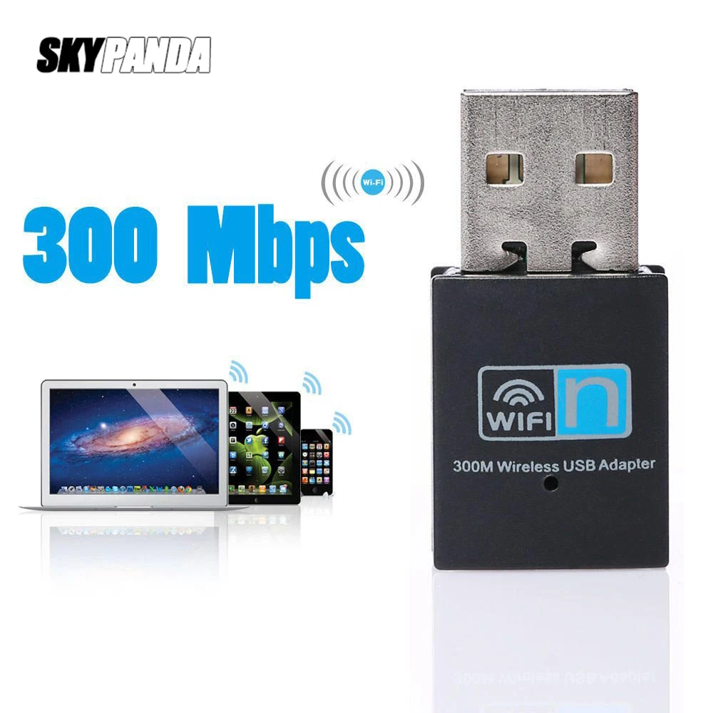 300Mbps Mini WIFI USB Wireless LAN Card For PC Laptop Windows 10 Dongle Adapter 