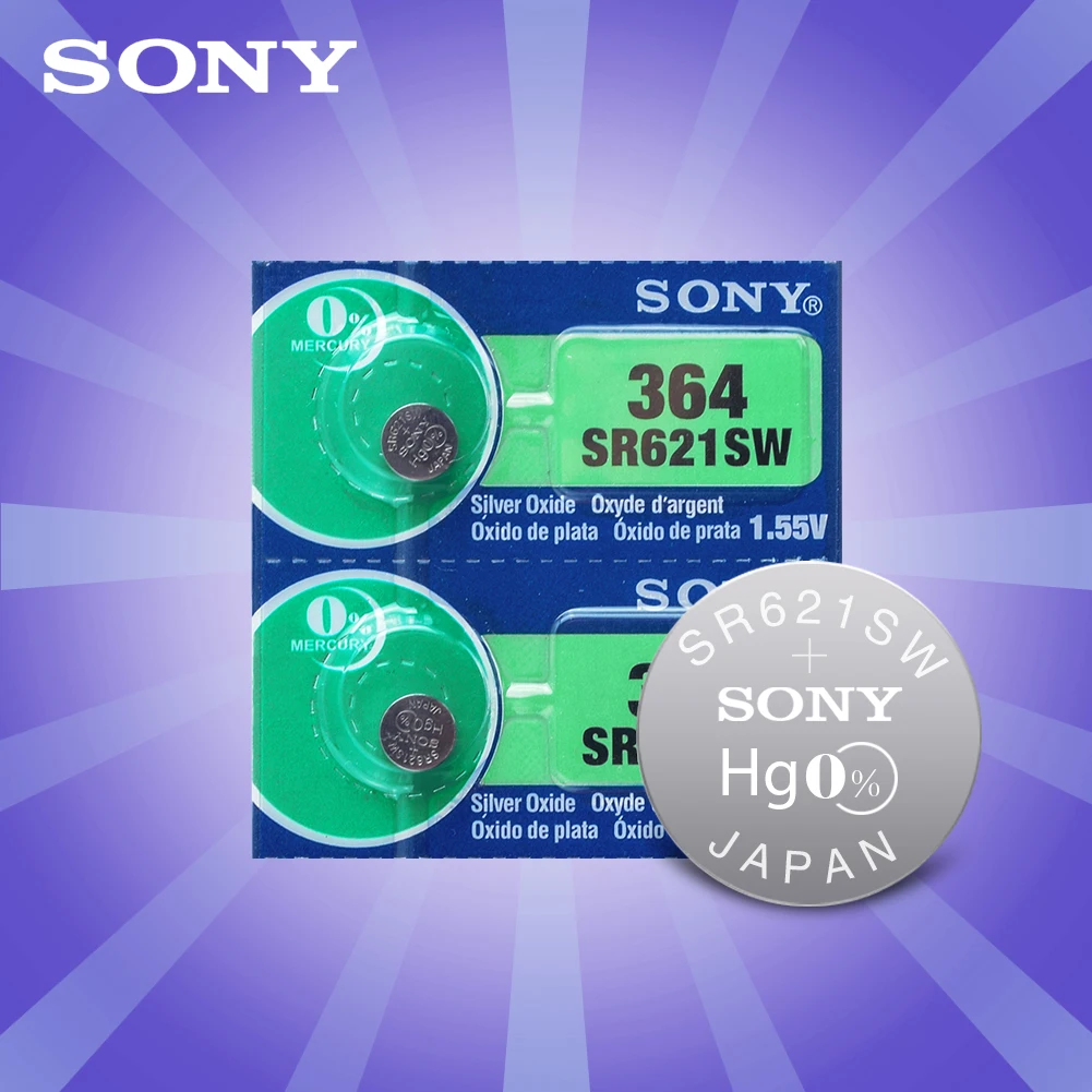 2 шт. Новинка для sony 1,55 В 364 SR621SW V364 SR60 SR621 AG1 часы батарея Кнопка монета батареи сделано в Японии
