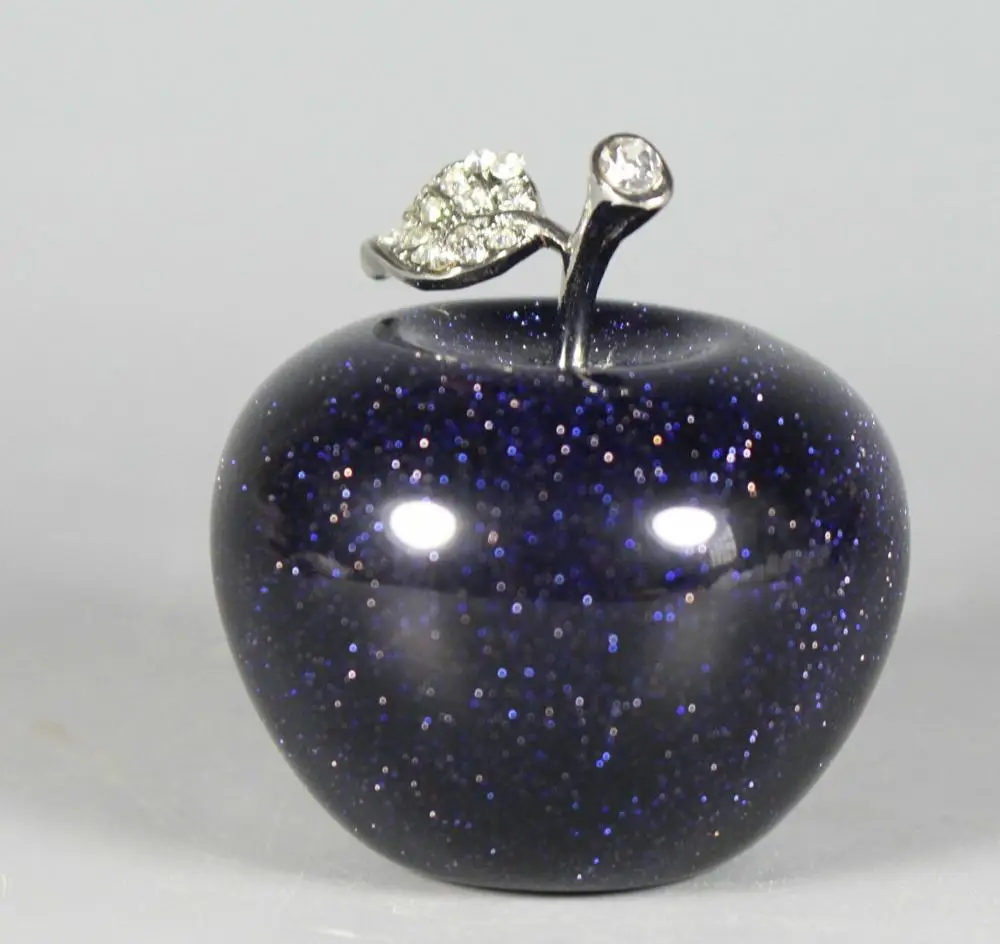 

Natural Blue Sand Crystal Apple Figurine Decoration Crystal Gift