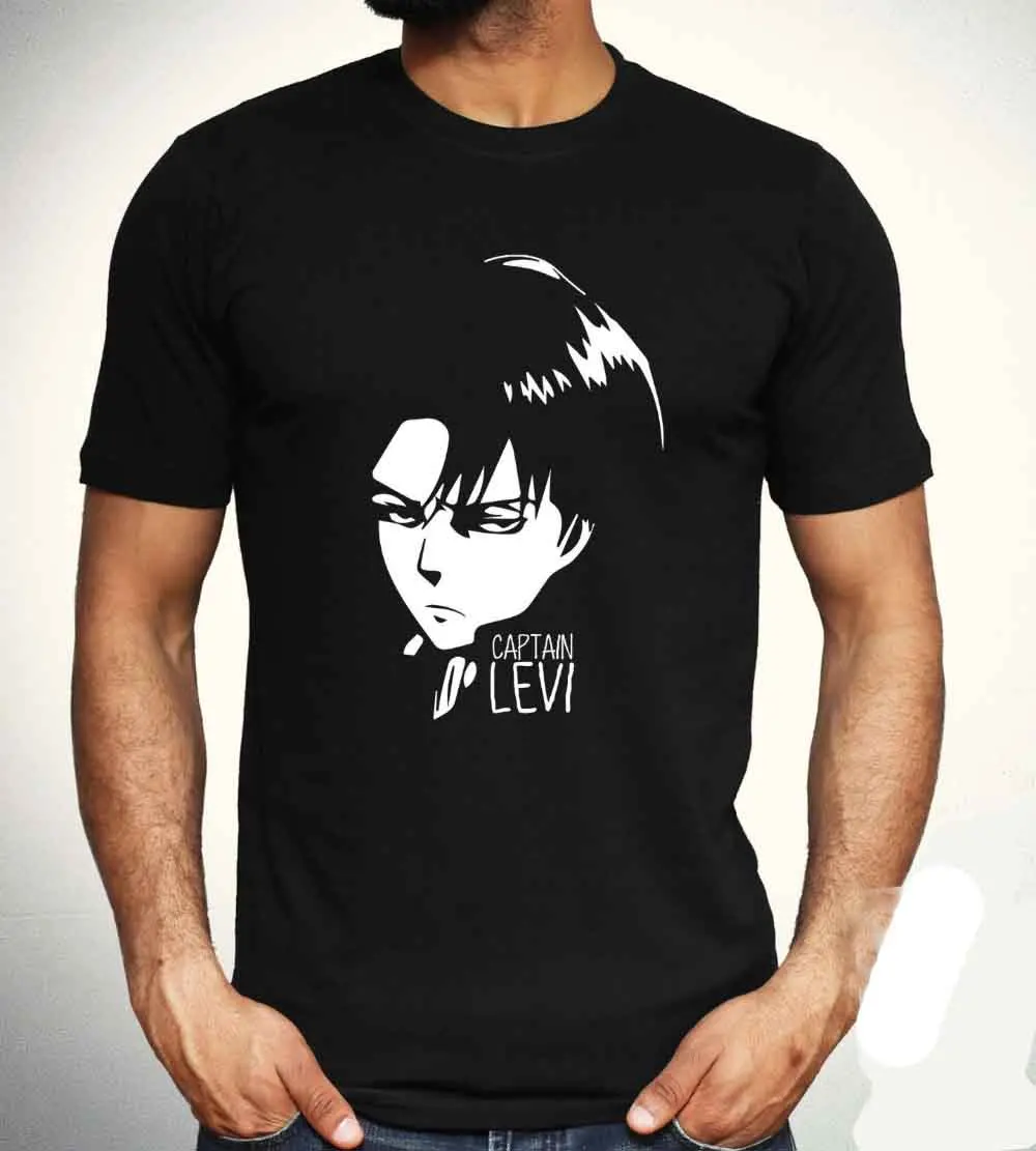 Captain Levi T shirt Attack On Titan AOT Eren Anime Manga Black Top Mens S - 2XL2018 Fashion Brand Men's short sleeve Shirt |