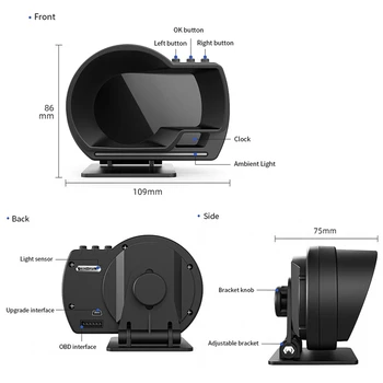 

Universal Car HUD Dual System Head up Display Multifunctional Computer Digital Speedometer