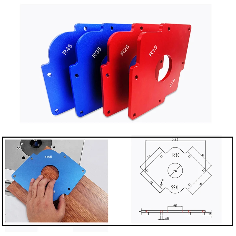 

Router Table Corner Jig Radius Chamfer Profile Template Kits Aluminium Alloy for Woodworking Trimming Tools