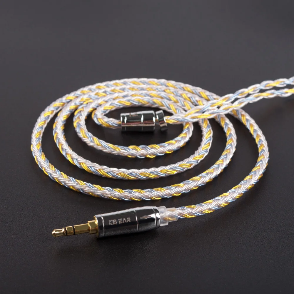  KBEAR 16 core Silver plated cable With 2.5/3.5/4.4 Earphone Cable For KB06 C10 ZS10 TRN V90 BA5 BLO