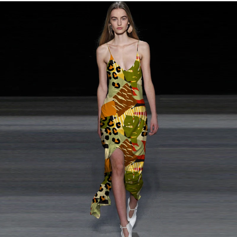 

silk floral sleeping dress 2020 spring summer women long casual sexy beach sling dresses plus size with shoulder straps tailored