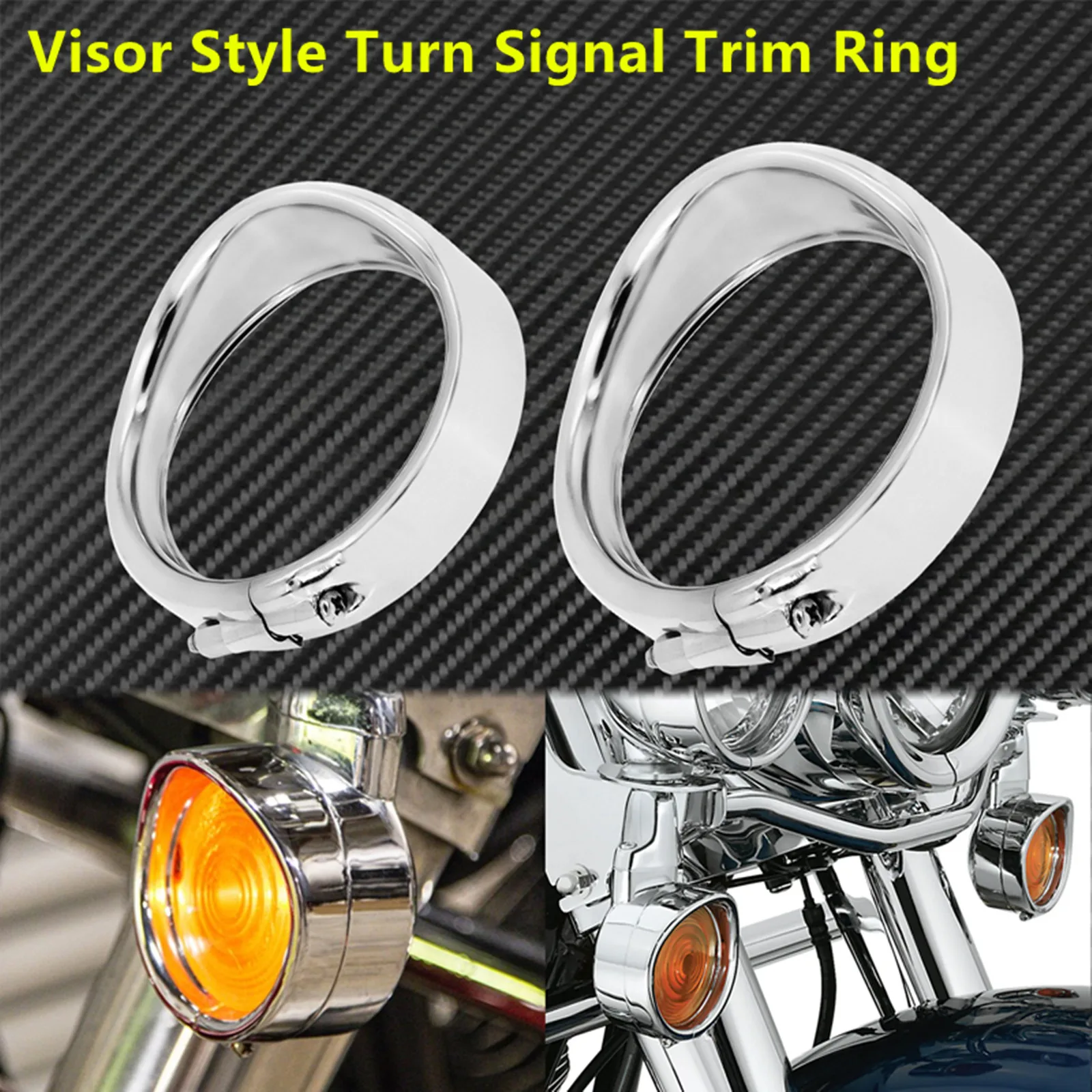 Motorcycle Chrome 7\'\'Headlight Trim Ring+4.5\'\' Fog Light Cover +Visor Style Turn Signal Trim Ring For Harley Softail FLH Touring