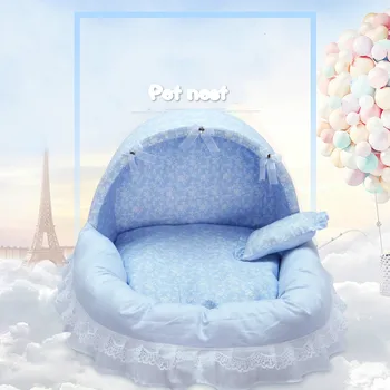 

S-L leopard print solid color pet nest detachable washable pet products hand washable environmental friendly pet pad dog bed