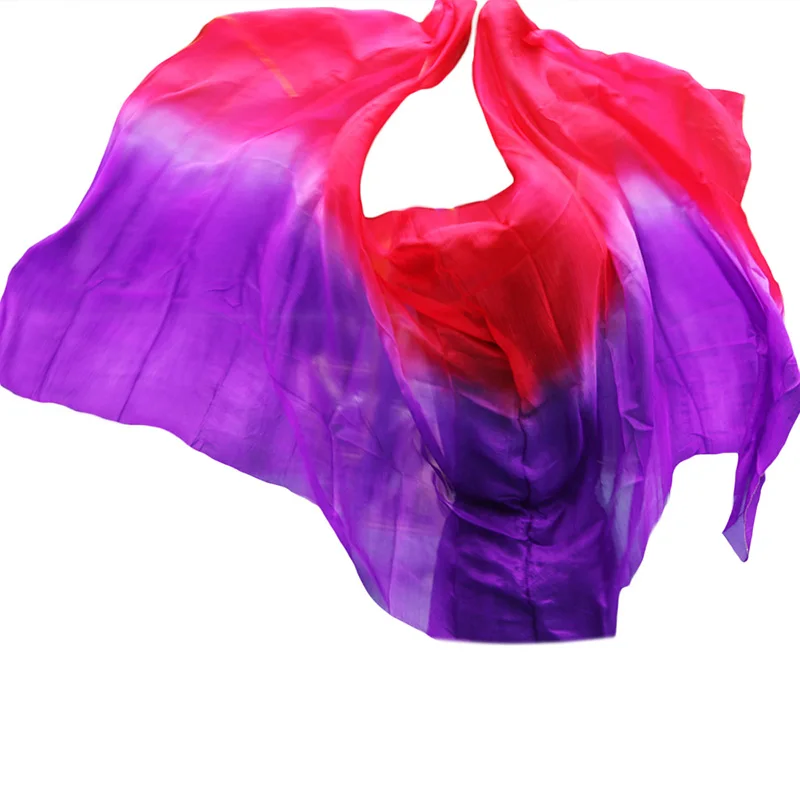 Настоящие шелковые вуали индивидуальные ручной работы окрашенный шарф шаль чистый натуральный китайский шелк вуали принадлежности для танца живота реквизит для представления - Цвет: color 2-YE