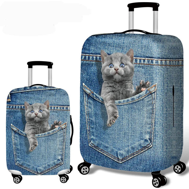 Travel Luggage Cover Protective Suitcase Cover Trolley Case Cartoon Thicken Wear Resistant Travel Luggage Dust Case 18 To 32inch - Color: E